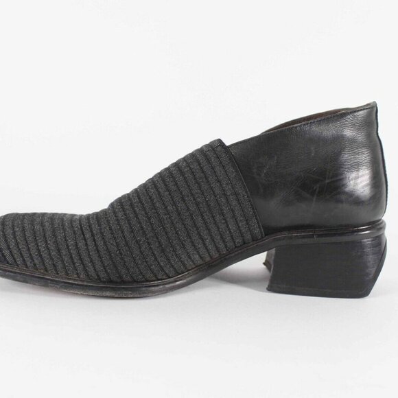 Luc Berjen Sz 39 Charcoal Black Elastic Bambou 1.5" Ankle Booties - Picture 5 of 11